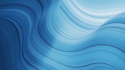 Poster - Flowing abstract blue waves with dark lines background