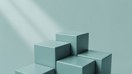 Poster - Minimalist geometric pedestals with soft light abstract background
