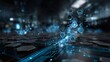 © Verapat - Futuristic circuit board design with bright blue connections and suspended hexagonal elements over a deep digital canvas