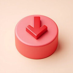 Poster - Red arrow pointing down on a circular button, presented in a clean, minimalist style.