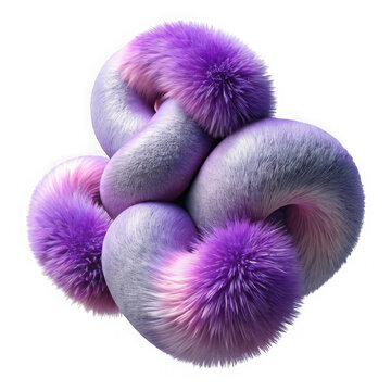Abstract purple furry knot design element isolated on transparent background