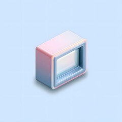 Poster - Isometric illustration of a stylized television set with pastel gradient colors on a light blue background.