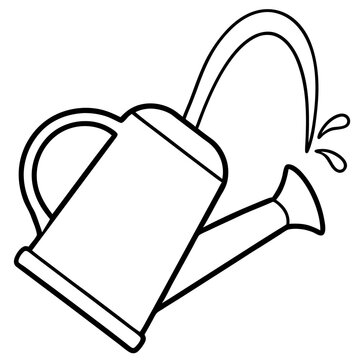Watering Can Outline Vector | Generative AI & Linocut Silhouette Garden Tool Design