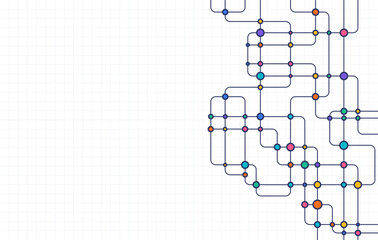 Poster - Circuit connect lines and dots. Network technology and Connection concept. Decentralized network nodes connections