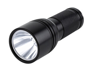 Wall Mural -  Modern LED Flashlight with Bright Beam, isolated on transparent background PNG