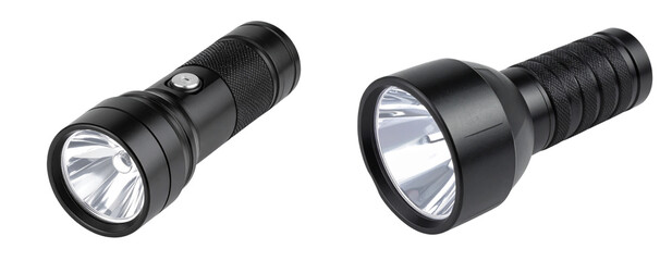 Wall Mural -  Modern LED Flashlight with Bright Beam, isolated on transparent background PNG