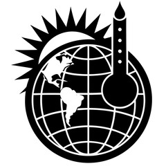 Aufkleber - Global Warming Icon Vector | Generative AI Linocut Silhouette Design