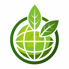 Aufkleber - Eco Leaf Globe Vector | Generative AI Linocut Silhouette Earth Design