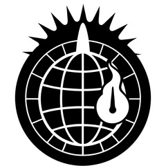 Aufkleber - Global Warming Icon Vector | Generative AI Linocut Silhouette Design