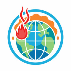 Aufkleber - Global Warming Icon Vector | Generative AI Linocut Silhouette Design