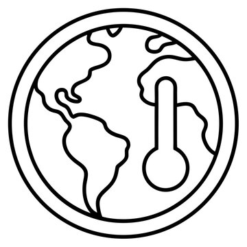 Global Warming Icon Vector | Generative AI Linocut Silhouette Design
