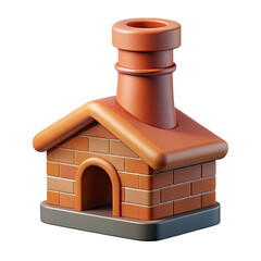 Aufkleber - Stylized 3d rendering of a brick oven with a chimney and arched doorway isolated on transparent background