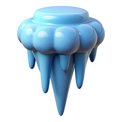 Poster - Stylized blue icicle formation with a rounded top and dripping effect isolated on transparent background