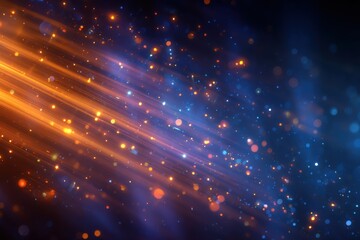 Poster - Vibrant glow effects with radiant sparks in dark blue hues, perfect for dynamic backgrounds, creative designs, and captivating visuals ideal for modern digital projects