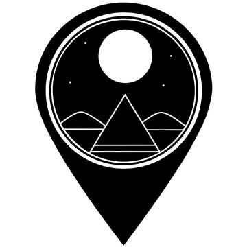 Location Pin Icon - Generative AI Vector & Linocut Silhouette Design