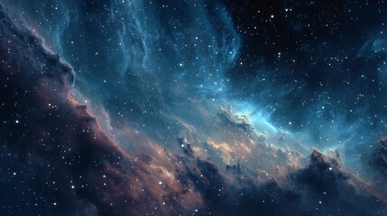 Poster - Beautiful cosmic nebula showcasing vibrant colors and celestial formations in a vast space backdrop
