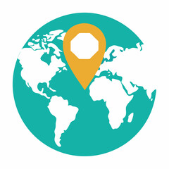 Aufkleber - World Map Icon | Generative AI Vector & Linocut Silhouette Design