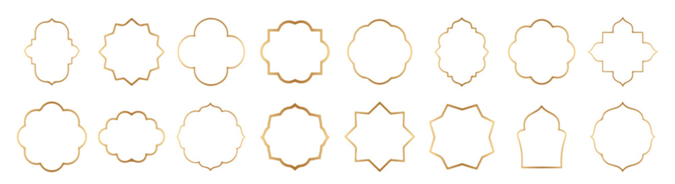 gold traditional Islamic architecture frames.