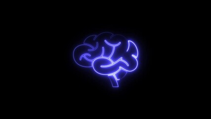 Aufkleber - Glowing Neon Brain Silhouette Against Black Background Creative Concept for Intelligence