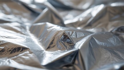 Poster - Abstract silver foil texture with soft diffused light crumpled