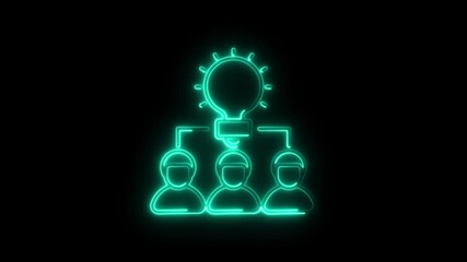 Poster - Neon Lightbulb Idea Teamwork Concept Glowing Illustration Collaboration Brainstorming Innovation