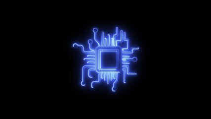 Aufkleber - Futuristic Glowing Circuit Board Animation Blue Neon Light Technology Concept Abstract Digital