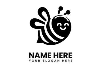 Aufkleber - A cheerful black and white cartoon bee logo design with text below.