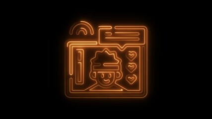 Poster - Glowing Neon Profile Icon Animation Social Media Concept Profile Picture Design with Hearts and