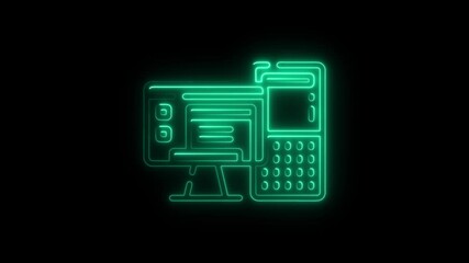 Aufkleber - Glowing Neon Computer Icon Animation Loop Digital Technology Concept Illustration for Website