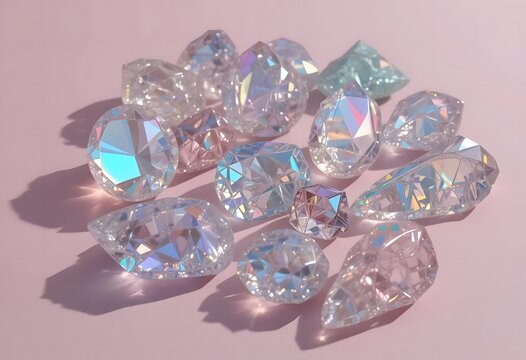 Iridescent Crystals on Soft Pastel Background