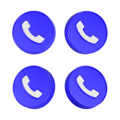 Poster - call phone blue icon 3d rendering