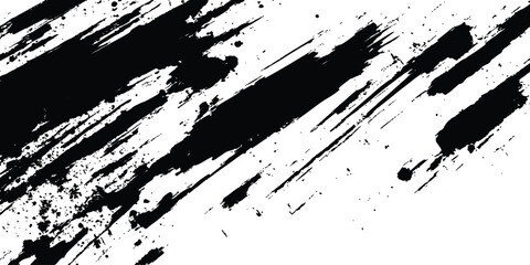 Fototapete - Abstract grunge texture of black paint. black paint strokes on a white background, creating a striking contrast ideal for impactful graphic designs, modern art projects, and creative backgrounds. 