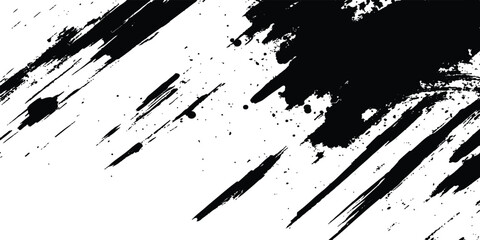 Aufkleber - Vector grunge texture. Vector abstract brushstroke grunge minimalist ink stroke art background. Vector grunge brush strokes texture rough black scratches for wallpaper, paint splatter template, dirt. 