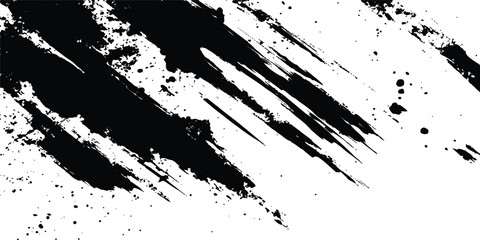 Aufkleber - Vector grunge texture. Vector abstract brushstroke grunge minimalist ink stroke art background. Vector grunge brush strokes texture rough black scratches for wallpaper, paint splatter template, dirt. 