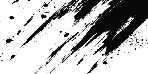 Aufkleber - Vector grunge texture. Vector abstract brushstroke grunge minimalist ink stroke art background. Vector grunge brush strokes texture rough black scratches for wallpaper, paint splatter template, dirt. 