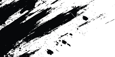 Aufkleber - Vector grunge texture. Vector abstract brushstroke grunge minimalist ink stroke art background. Vector grunge brush strokes texture rough black scratches for wallpaper, paint splatter template, dirt. 