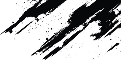 Aufkleber - Vector grunge texture. Vector abstract brushstroke grunge minimalist ink stroke art background. Vector grunge brush strokes texture rough black scratches for wallpaper, paint splatter template, dirt. 