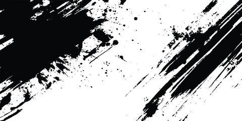 Aufkleber - Vector grunge texture. Vector abstract brushstroke grunge minimalist ink stroke art background. Vector grunge brush strokes texture rough black scratches for wallpaper, paint splatter template, dirt. 