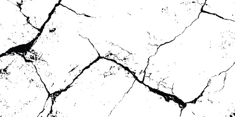 Fototapete - Black and white cracks illustration isolated on white background. A black and white vintage of cracked concrete scribble effect, old wall background crack vector, grunge texture,