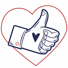 Aufkleber - Like Heart Outline Icon – Generative AI Vector & Linocut Silhouette Design
