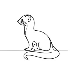 Poster - Simple line drawing of a sitting ferret with minimal detail  
