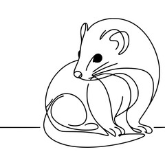Poster - Minimalist single line drawing of a sitting animal  