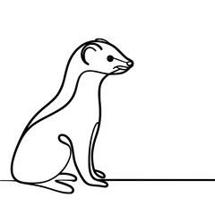 Poster - Single line outline illustration of a sitting meerkat  