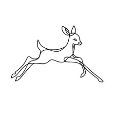Poster - Line drawing of a deer jumping in a minimal style concept of single line outline vector  