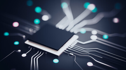 Poster - Tech Processor: A close-up shot of a technological marvel, a CPU chip, with its intricate circuits illuminated.