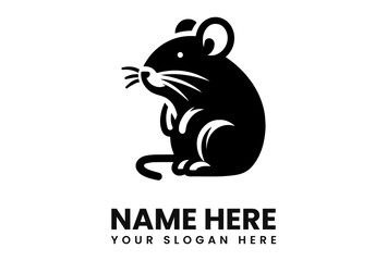 Aufkleber - A stylized black silhouette of a mouse, sitting upright,  perfect for a logo or brand.