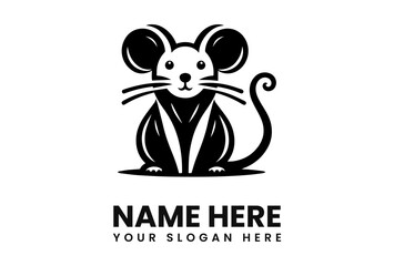 Aufkleber - A stylized black and white mouse logo with prominent features, ready for branding.