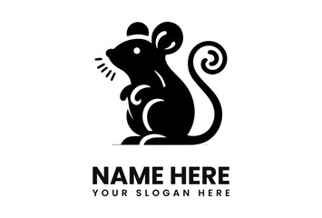 Aufkleber - A stylized black mouse silhouette, with a curled tail, on a white background.