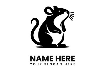 Aufkleber - Black and white logo of a stylized rat standing upright.