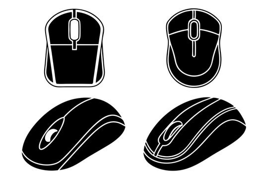 Detailed Black and White Vector Graphic of a Stylish Computer Mouse for Digital Art
